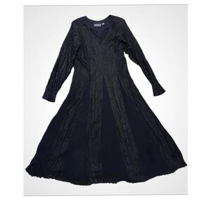 Nostalgia Black Lace Whimsical Goth Midi Dress 2X